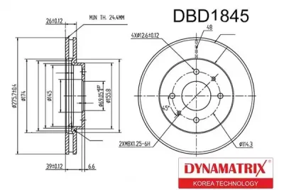 Тормозной диск DYNAMAX DBD1845
