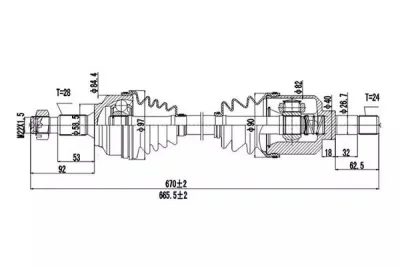 Полуось привода колеса DYNAMAX DDS210266