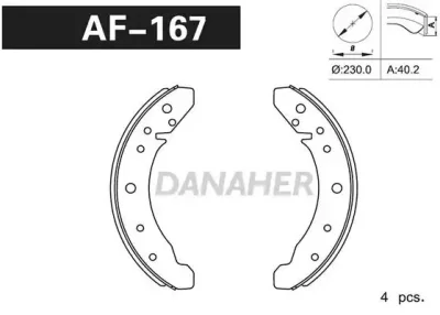 AF167 DANAHER Комлект тормозных накладок