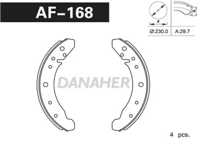 AF168 DANAHER Комлект тормозных накладок
