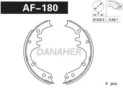 AF180 DANAHER Комлект тормозных накладок