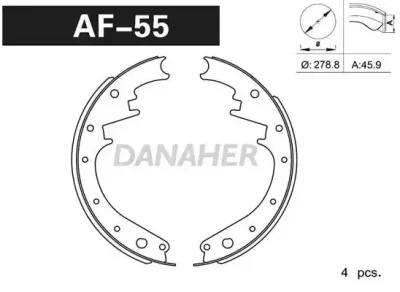 AF55 DANAHER Комлект тормозных накладок