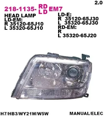 Основная фара DEPO 218-1135R-LDEM7