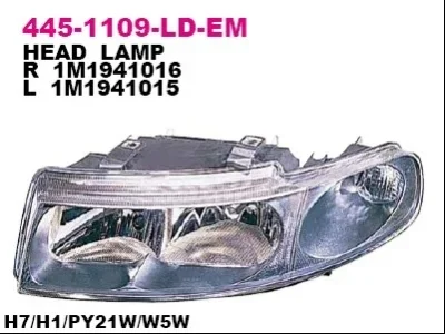 Основная фара DEPO 445-1109R-LD-EM