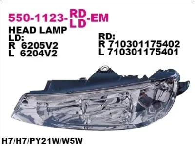 Основная фара DEPO 550-1123L-LD-EM
