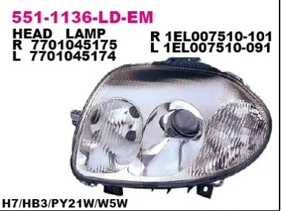 Основная фара DEPO 551-1136L-LD-EM