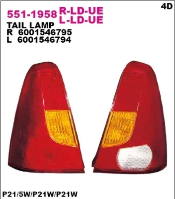 Задний фонарь DEPO 551-1958R-LD-UE