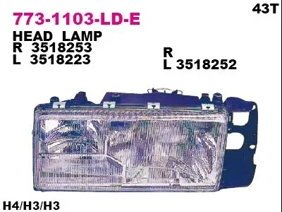 Основная фара DEPO 773-1103R-LD-E