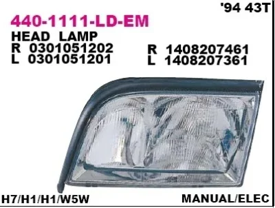 Основная фара DEPO 440-1111R-LD-EM