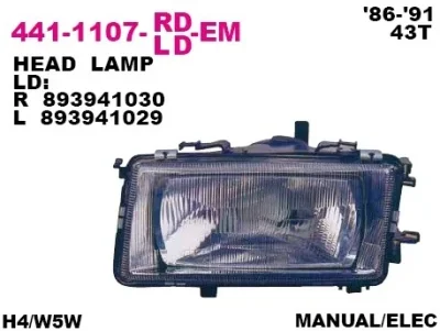 Основная фара DEPO 441-1107R-LD-EM