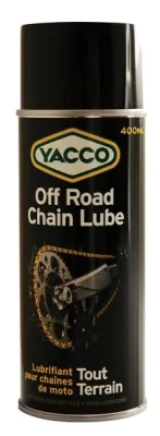 Смазка для цепей OFF ROAD CHAIN LUBE- Смазка для цепей внедорожных (off-road) мотоциклов и мототехники.Глубоко проникает в цепь между звеньями, аэрозоль 400 мл YACCO 564004