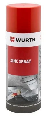 Грунт цинковый 400мл - Zink-Spray для ремонта металлических элементов, уровень толщины пленки - 80% цинка после высыхания, ровное покрытие плоскости, аэрозоль WÜRTH 0893113122