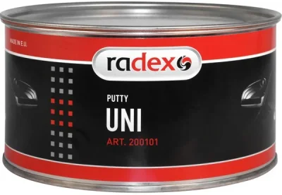 Шпатлевка UNI универсальная шпатлевка 1,8 кг + отвердитель. Можно наносить на широкий диапазон поверхностей. RADEX RAD200101