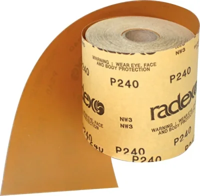 Бумага абразивная Р80 - рулон абразивный для шлифования по сухому 115мм х 50м, клей - латекс (обладает хорошей гибкостью) RADEX RAD552080.