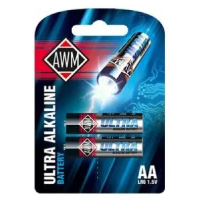 Пальчиковые щелочные батарейки AWM AA LR6 1,5 V блистер (2шт) FELIX 411090001