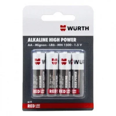 Батарейка алкалиновая, высокой мощности, тип АА 1.5 В (кратность 4 шт) WÜRTH 08270014
