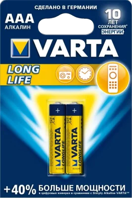Батарейка 2шт VARTA LONGLIFE 2 AAA LR03 VARTA 04103113412