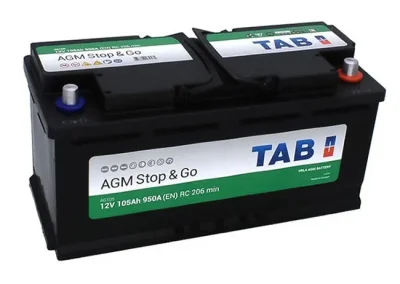 213105 TAB EcoDry Stop&Go AGM 105 R (950A, 394*175*190)