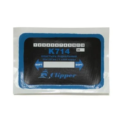 Пластырь радиальный кордовый с синим адгезивным слоем, 80*125мм (1 слой корда) (упак 10шт.) CLIPPER CLIPK714