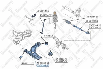 Рычаг независимой подвески колеса, подвеска колеса STELLOX 57-00209-SX