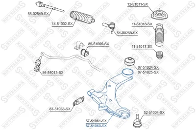 57-51060-SX STELLOX Рычаг независимой подвески колеса, подвеска колеса