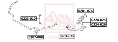 Рычаг независимой подвески колеса, подвеска колеса ASVA 0224-025