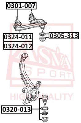 Рычаг независимой подвески колеса, подвеска колеса ASVA 0324-012