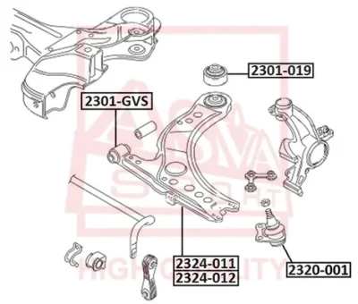 2324-012 ASVA Рычаг независимой подвески колеса, подвеска колеса