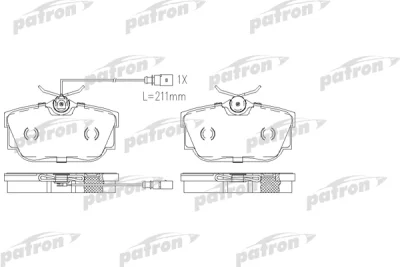Комплект тормозных колодок, дисковый тормоз PATRON PBP1482