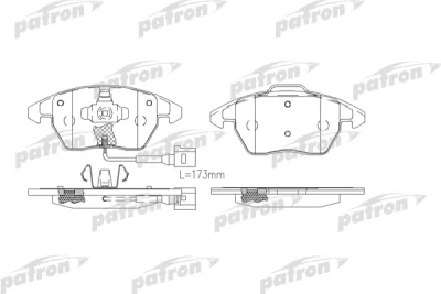 Комплект тормозных колодок, дисковый тормоз PATRON PBP1728