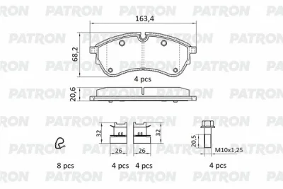 PBP242 PATRON Комплект тормозных колодок, дисковый тормоз
