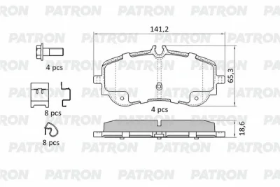 Комплект тормозных колодок, дисковый тормоз PATRON PBP244