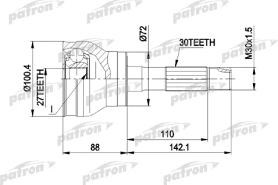 Шарнирный комплект, приводной вал PATRON PCV1002