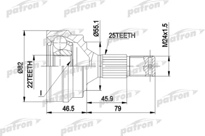 PCV1015 PATRON Шарнирный комплект, приводной вал