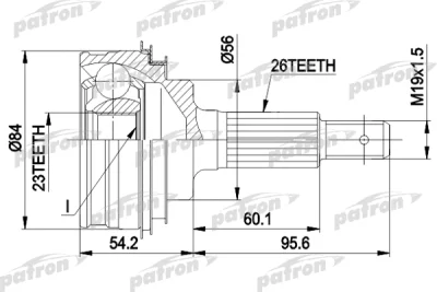 Шарнирный комплект, приводной вал PATRON PCV1030