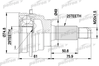 PCV1039 PATRON Шарнирный комплект, приводной вал