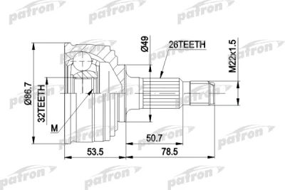 Шарнирный комплект, приводной вал PATRON PCV1045