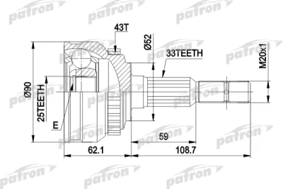 PCV1052 PATRON Шарнирный комплект, приводной вал