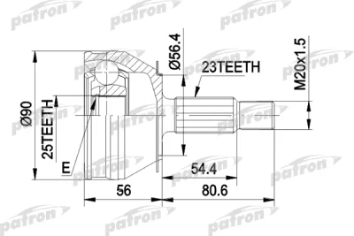 PCV1082 PATRON Шарнирный комплект, приводной вал