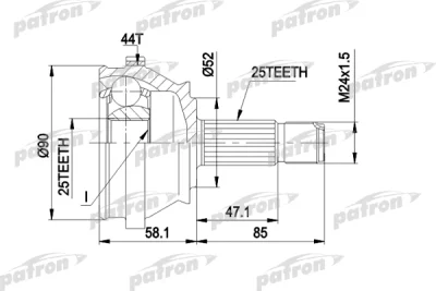 Шарнирный комплект, приводной вал PATRON PCV1110