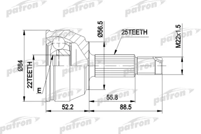 PCV1125 PATRON Шарнирный комплект, приводной вал