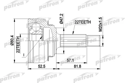 Шарнирный комплект, приводной вал PATRON PCV1158