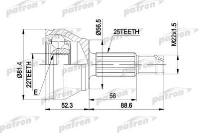PCV1192 PATRON Шарнирный комплект, приводной вал