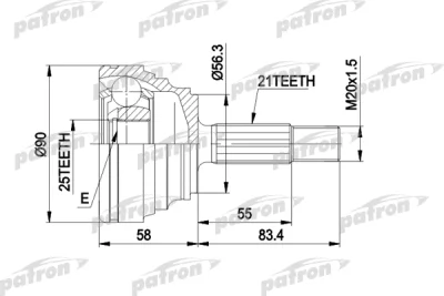 PCV1204 PATRON Шарнирный комплект, приводной вал