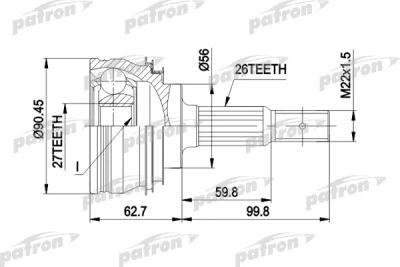 Шарнирный комплект, приводной вал PATRON PCV1207