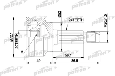 PCV1261 PATRON Шарнирный комплект, приводной вал