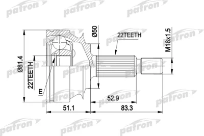 PCV1273 PATRON Шарнирный комплект, приводной вал