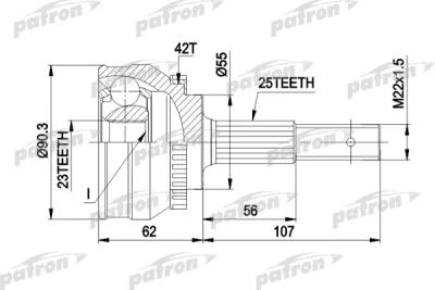 PCV1275 PATRON Шарнирный комплект, приводной вал