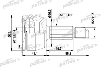 PCV1283 PATRON Шарнирный комплект, приводной вал