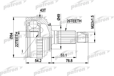 PCV1303 PATRON Шарнирный комплект, приводной вал